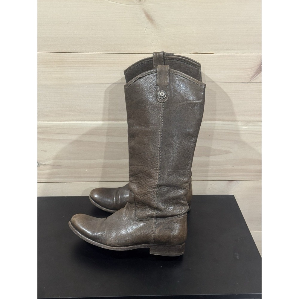 Frye Melissa Button Brown Leather Women's Boots 8 Equestrian Western Cowgirl